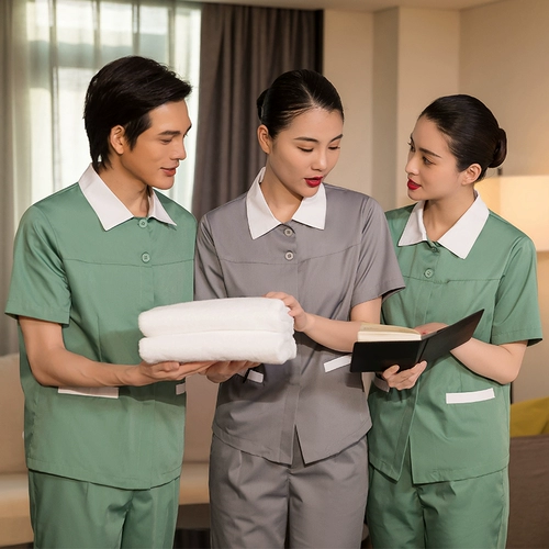 Очистка служба работы короткие -костюм мужчина и женщины дышащие садовые озеленение уборщики обслуживания рабочей силы Учистка имущество Уборка Уборка