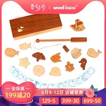 woodpapa fishing toy magnetic fish 1-3 years old childrens educational early education toy Wooden men and women baby gift