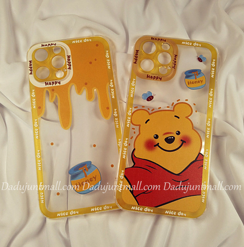 Cute cartoon Pooh Winnie applies iPhone 12 promax Apple 11 mobile phone protection shell xs xr transparent xsmax woman