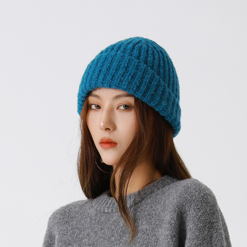 DNT Han Fire Winter Day's Dot's Pen Candy Color Rough Knit Wool line hat with 32% wool