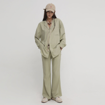 DNT Han Huohuo in the same color simple and atmospheric solid color long sleeve small D shirt casual pants set new