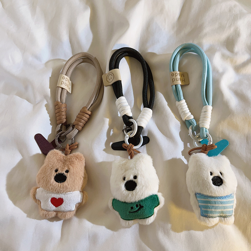3D Cartoon Big Nose Puppy Braided Hand Strap Suitable for Universal Phone Cases DIY Phone Accessories Portable Keychain Earphone Cute Pendant Bag Charm Japanese and Korean Style ins Women's Phone Lanyard