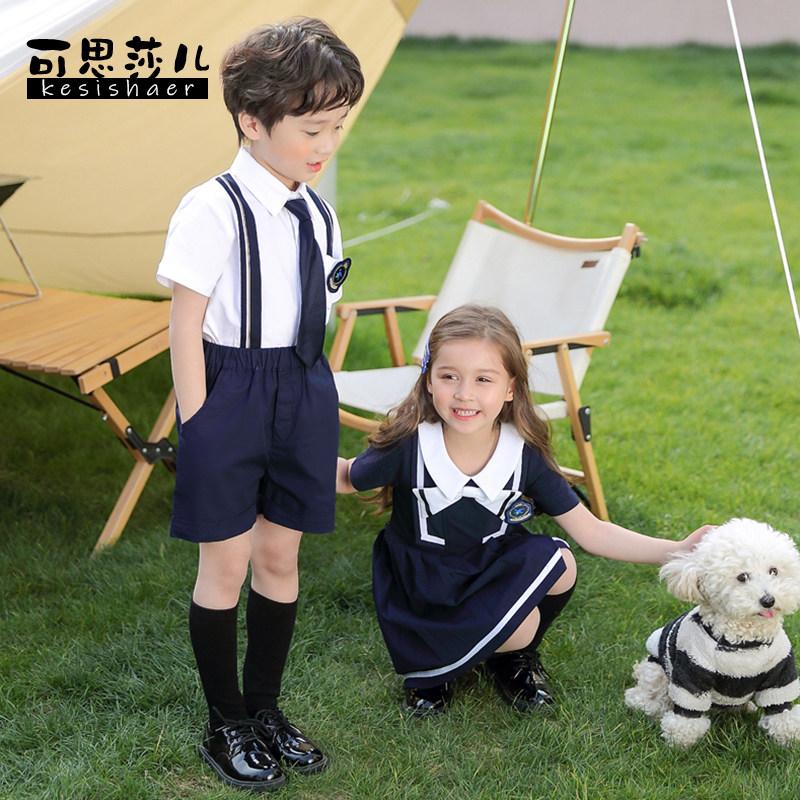 Kindergarten Garden Clothing Summer Clothing Children Suit Students School Uniforms Class Clothing Foreign Dress Short Sleeve Graduation Photos Tailor Made