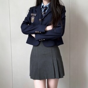 [Cheongdam International High School] Same Style School Uniform Korean College Style Suit Class Uniform Jk Uniform Suit Skirt School Supplies for Girls