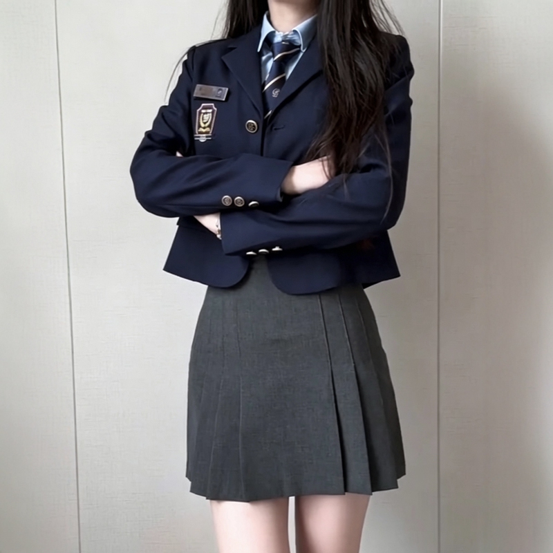 [Cheongdam International High School] Same Style School Uniform Korean College Style Suit Class Uniform Jk Uniform Suit Skirt School Supplies for Girls