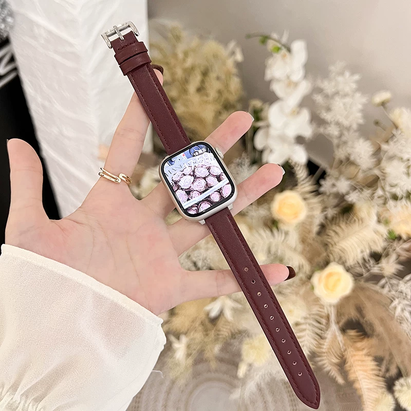 Совместимый ремешок для IWATCH S9 из кожи Hermes Advanced Applewatch Ultra2/S9 Apple Watch Bandes Creative Creative Green Fragrance Женский осенний новый продукт Проволочный ремешок