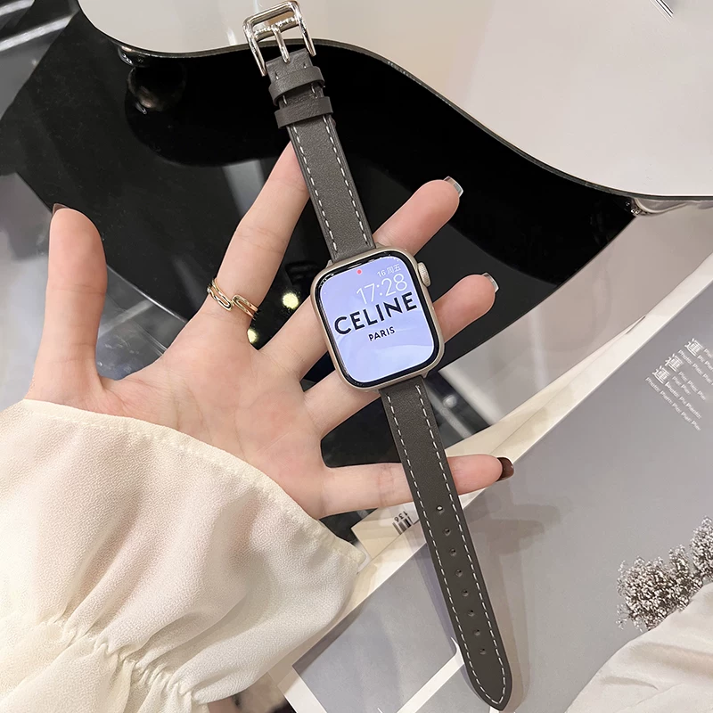 Совместимый ремешок для IWATCH S9 из кожи Hermes Advanced Applewatch Ultra2/S9 Apple Watch Bandes Creative Creative Green Fragrance Женский осенний новый продукт Проволочный ремешок