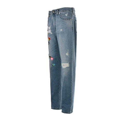 Хлопковые синие джинсы, штаны, с печатью вашего логотипа