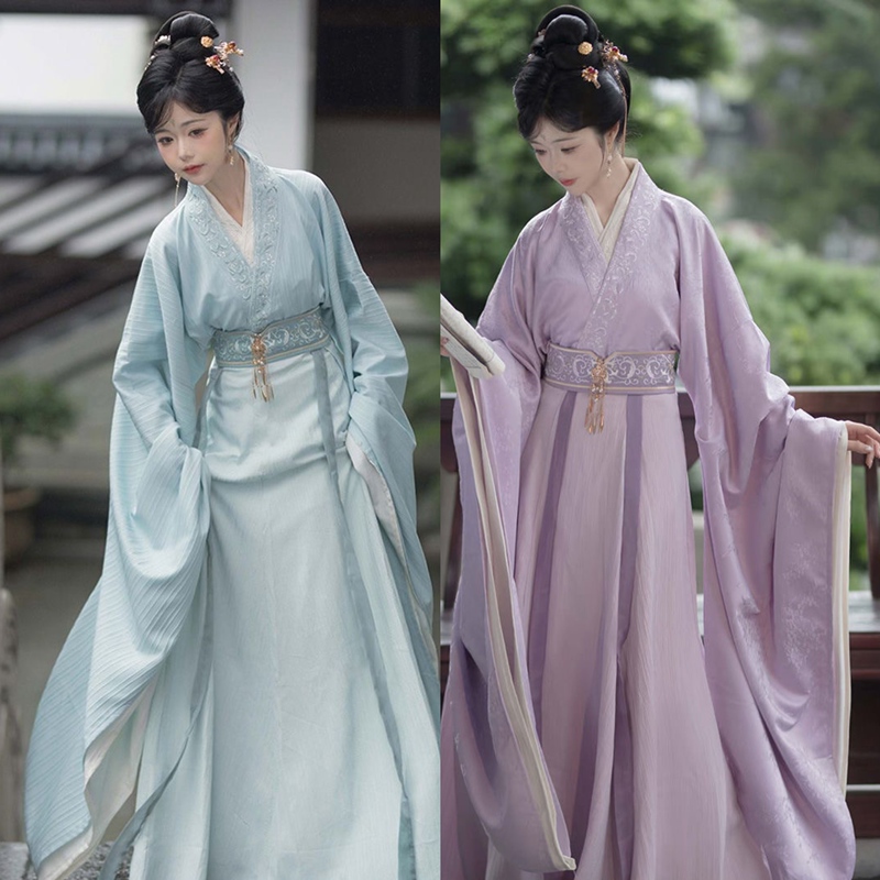 [Wang Ji] 2026 Style Wei-Jin Dynasty Hanfu Women's Autumn and Winter Embroidered Top with Double-Layered Cape and Fur Collar, Ancient Style Costume