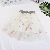Children and girls shiny Starry Sky skirt pleated skirt baby puffy skirt big childrens skirt womens skirt summer