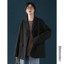 2021 new spring and autumn Korean version of all-match commuter black suit loose bf casual long-sleeved suit Hong Kong style jacket female