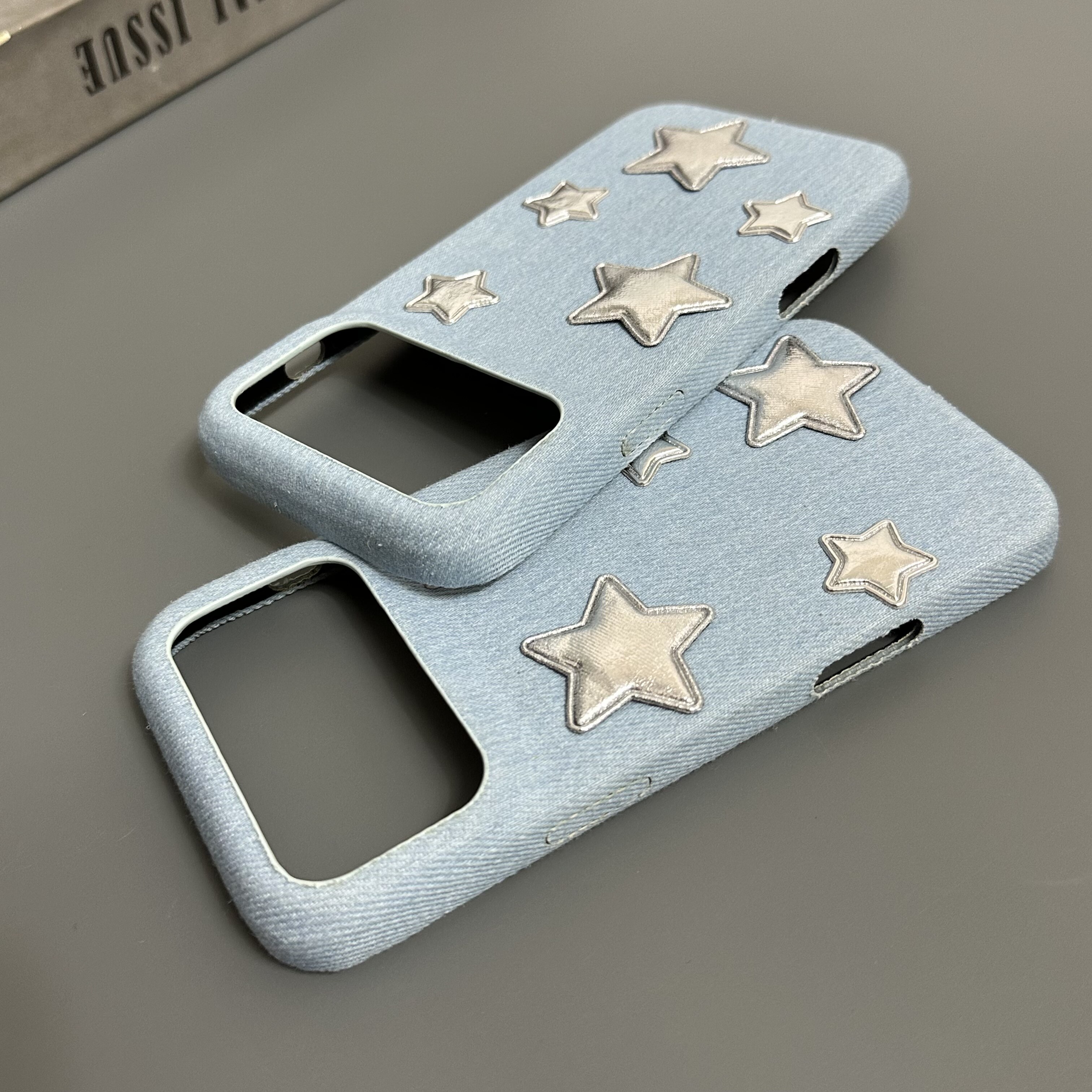 Girls Silver Stars Denim iPhone Case