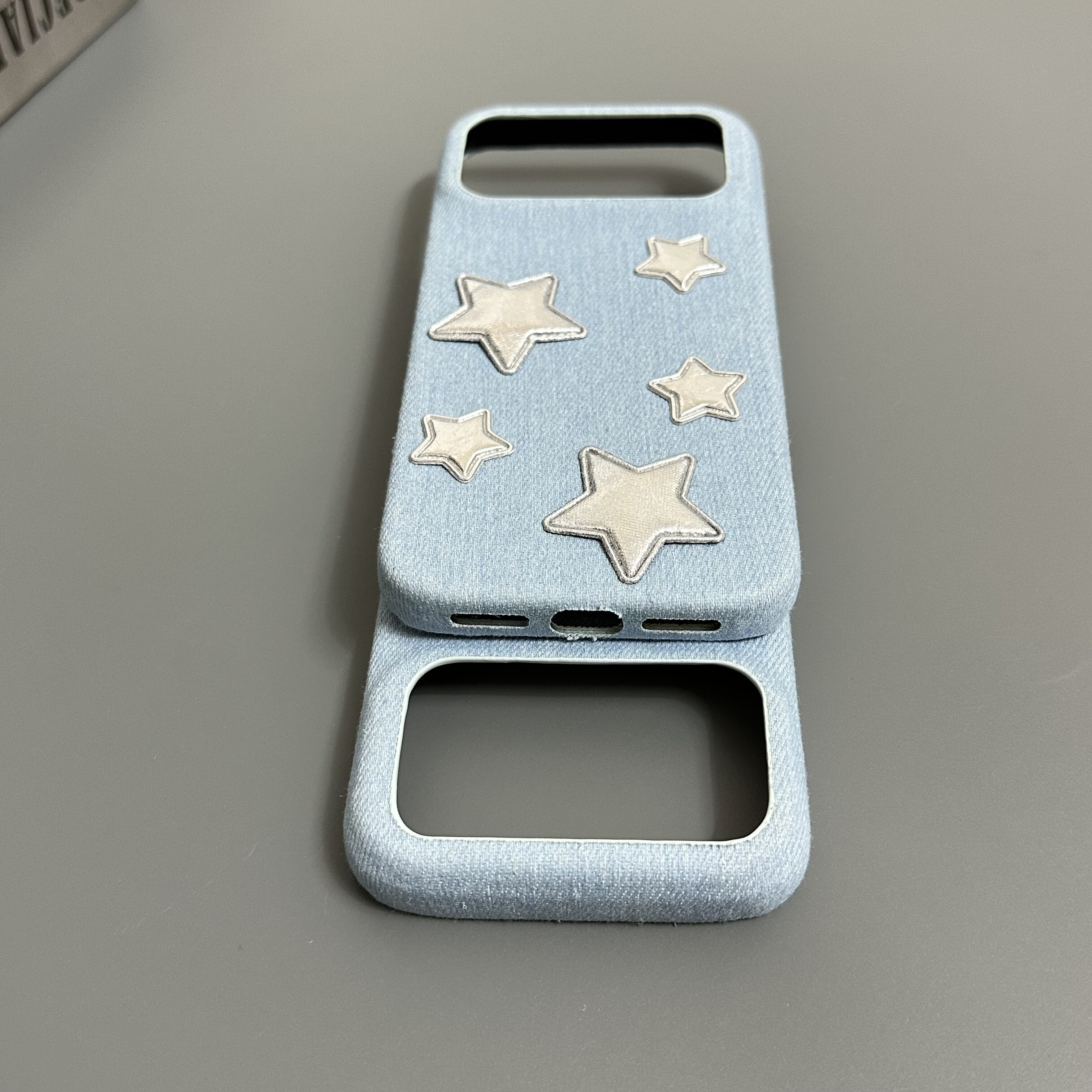 Girls Silver Stars Denim iPhone Case