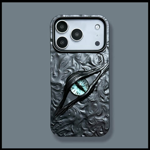 Dragon Eye Textured Charcoal Teal Fantasy iPhone Case