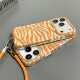 Tiger Stripe Orange Lanyard Strap iPhone Case for iPhone 13 – 17