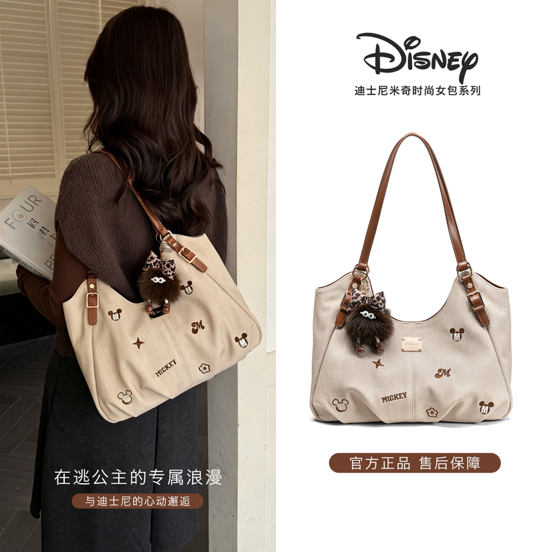Disney 2026 Autumn/Winter New Mickey Tote Bag Large Capacity Vintage Embroidered Shoulder Underarm Bag