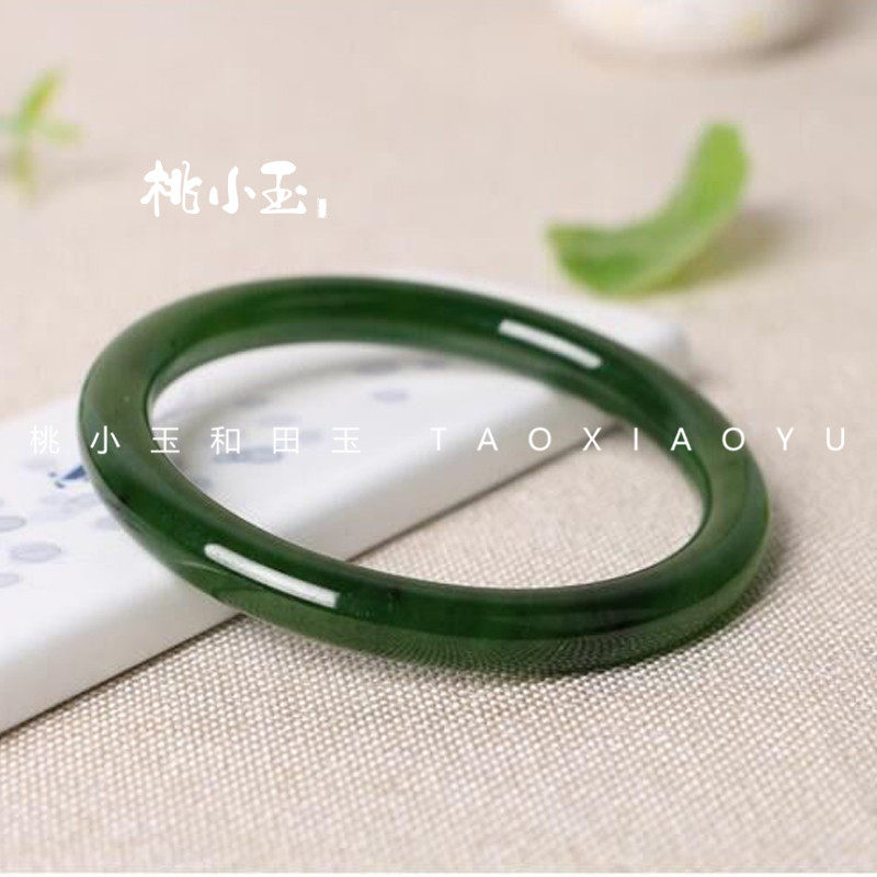 Xinjiang Hetian jade Jasper round bar 8mm bracelet Spinach green jade bracelet Jade bracelet turquoise bracelet with certificate Tanabata