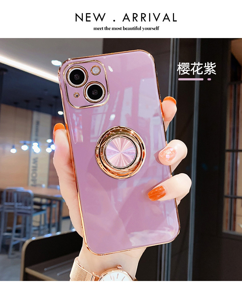 Plating Ring Holder Phone Case For iPhone 13 12 11 Pro Max XS Max XR X 7 8 Plus 13 Pro 11 Shockproof Bumper Electroplated Cover apple iphone 12 mini  case