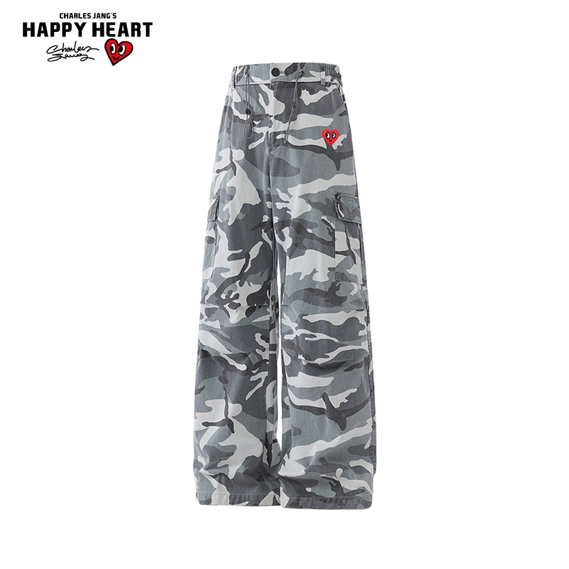 Charles Peach Heart Casual Pants Men's 2026 Spring New Camouflage Sports Versatile Paratrooper Straight Work Trousers