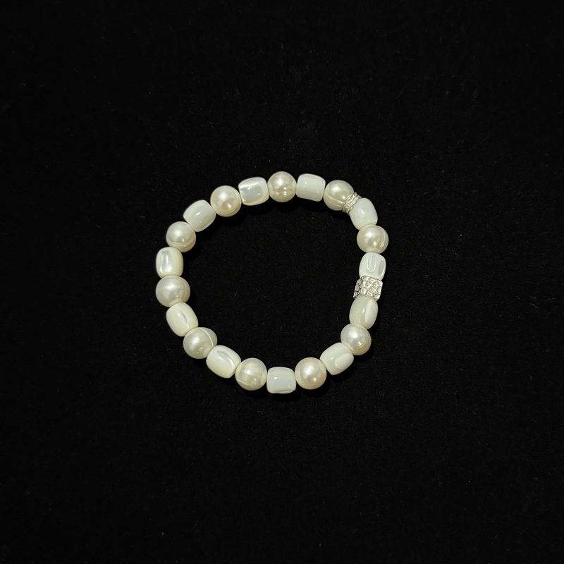 A Lone Ranger Original 925 Silver [Moonlight Tears] Natural Freshwater Pearl Conch Shell Bracelet