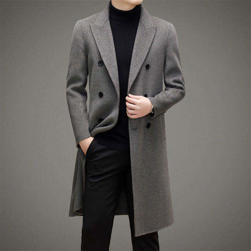 Authentic Woolen Coat for Men, Double-Sided Woolen Trench Coat, Autumn and Winter Mid-Length High-End Casual Jacket with Suit Collar Authentic Woolen Coat for Men, Double-Sided Woolen Trench Coat, Autumn and Winter Mid-Length High-End Casual Jacket with Suit Collar