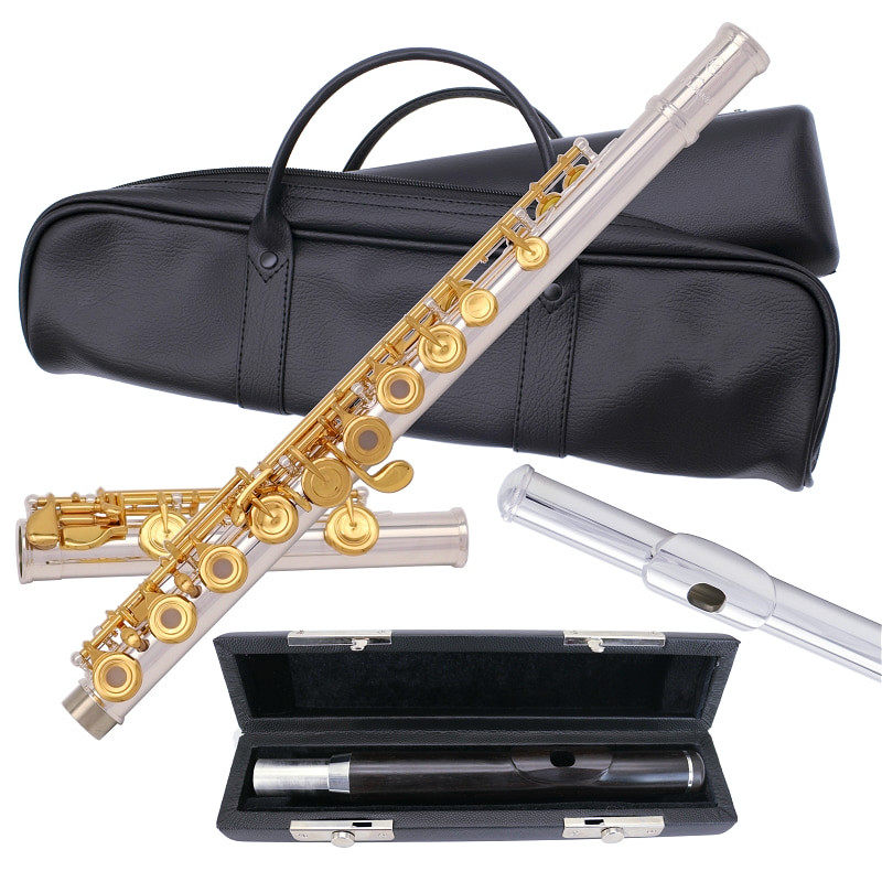 Flute musical instrument professional 958 sterling silver flute head 17 holes Japanese nickel-silver alloy silver-plated tube body B-tail French button