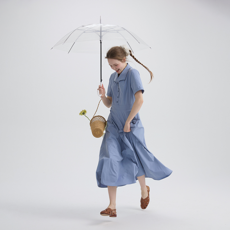 Willbewell French Classic Retro Blue Long Lapel Short-Sleeved Lace-Up Dress Willbewell French Classic Retro Blue Long Lapel Short-Sleeved Lace-Up Dress