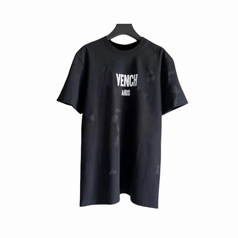 Gvc Djy Shark Deer Dog Head Pentagram Bulldog Unisex Couple Style Trendy Brand Loose Distressed Short Sleeve T-Shirt