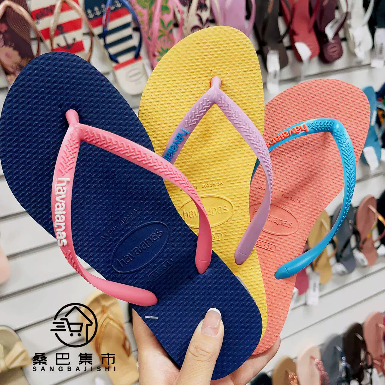 Смешанное с Brazil Havaianas Slim пляжные нескользящие женские слипоны с плоским дном