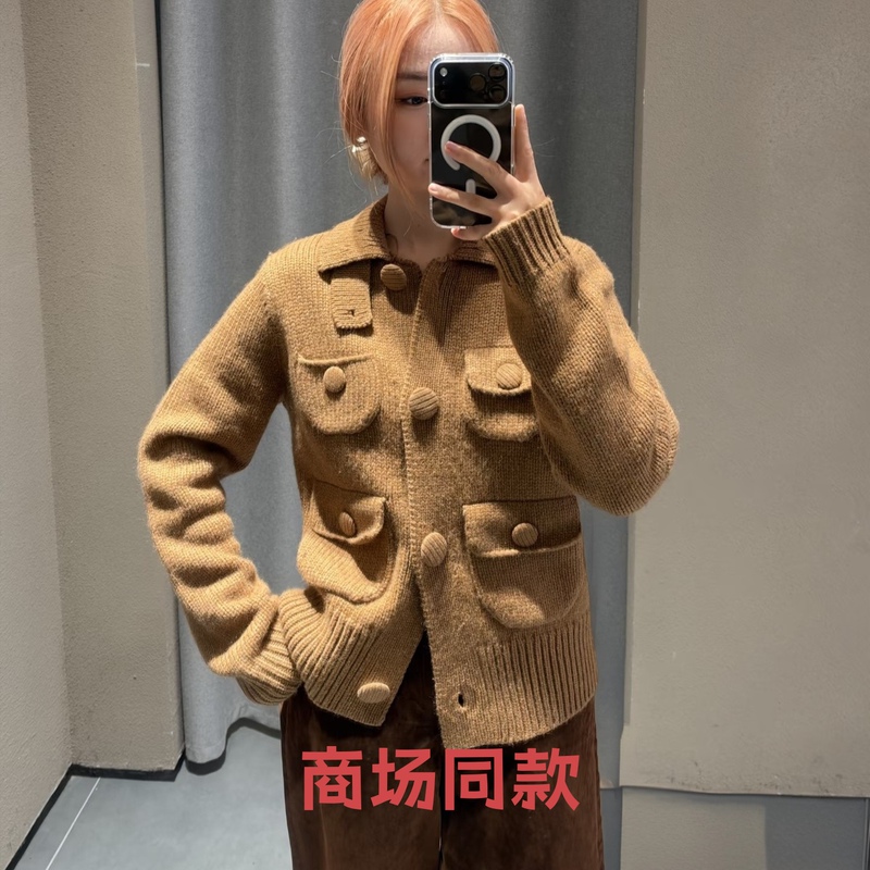 2026 Autumn/Winter New Jiangjia Women's High-Neck Wool Loose Fit Slimming Workwear Pocket Knitted Sweater Coat 2026 Autumn/Winter New Jiangjia Women's High-Neck Wool Loose Fit Slimming Workwear Pocket Knitted Sweater Coat