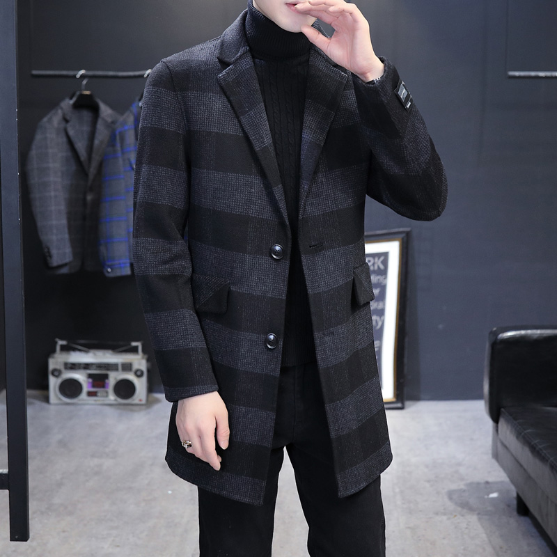 Double-sided coat men in autumn winter mid-long and long-edition Mao-Han version of the British wool clothes