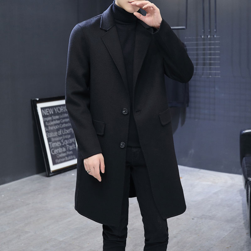 Light luxury double-sided woolen coat men's medium and long version autumn and winter Korean version of British cashmere windbreaker men's wool woolen coat tide