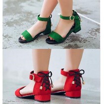 Girls sandals summer princess shoes trend female baby rough heel summer strap fashion Children students tassel Primary School