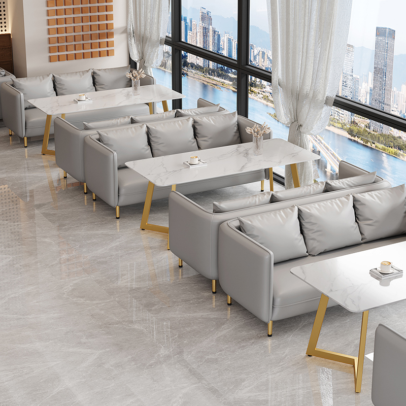 Light Luxury Style Milk Tea Shop, Coffee Shop Tables and Chairs, Hotel Leisure Reception and Negotiation Area, Tea House, Western Restaurant Booth Sofas