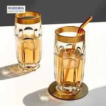 BOHEMIA Czech imported crystal fairy flower European hand-painted gold cup high flat cup light luxury household