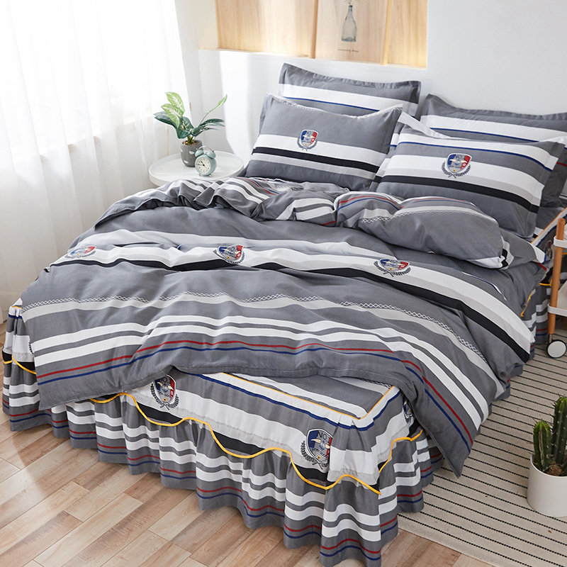 Minimalist all-cotton beds 4 pieces of pure cotton non-slip bed cover with bunk bed Bedding Kit cover Three sets
