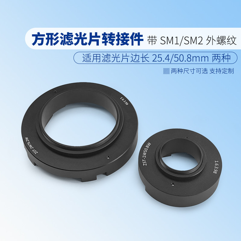 方形滤光片转接件连接边长1/2英寸方形光学元件SM1/SM2螺纹转接