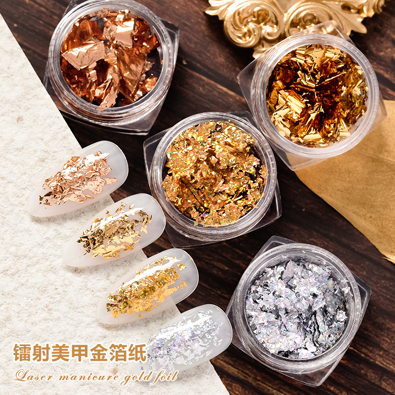 Net Red Medecor Super Shiny Gold Leaf Paper Ornament Tinsel Pieces Platinum Paper Gold Silver Color Day Tying Nail Polish Glue Decorative Paper
