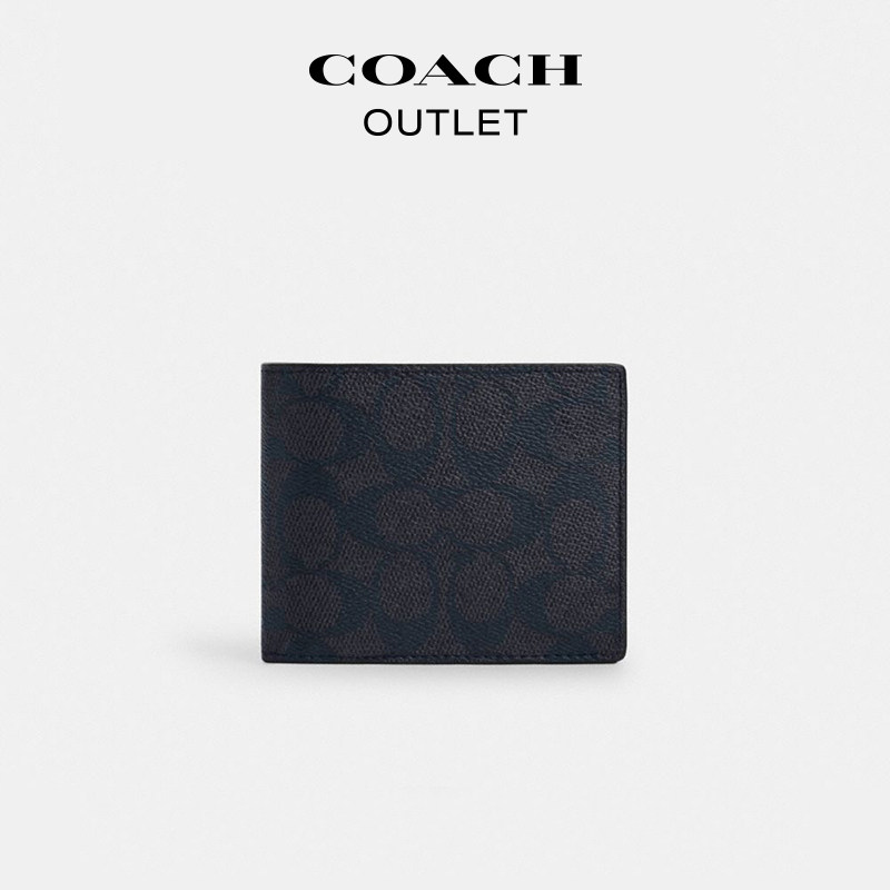 [Подарок] Мужской кошелек-визитница COACH/Coach Ole для пресбиопии "три в одном", черный, простой и портативный