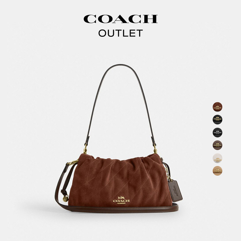 [New Year's Gift] COACH Outlet Women's Ruched Cow Leather Faye26 Shoulder Bag Crossbody Bag