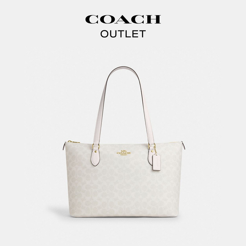 [New Year's Gift] COACH Outlet Women's Gallery Presbyopic Print Zipper Tote Handbag Shoulder Bag