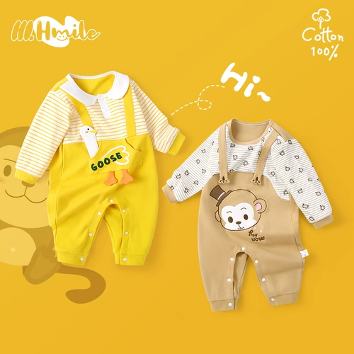 Детский демисезонный осенний хлопковый комбинезон для новорожденных, демисезонная пижама подходит для мужчин и женщин, комплект для девочек, боди