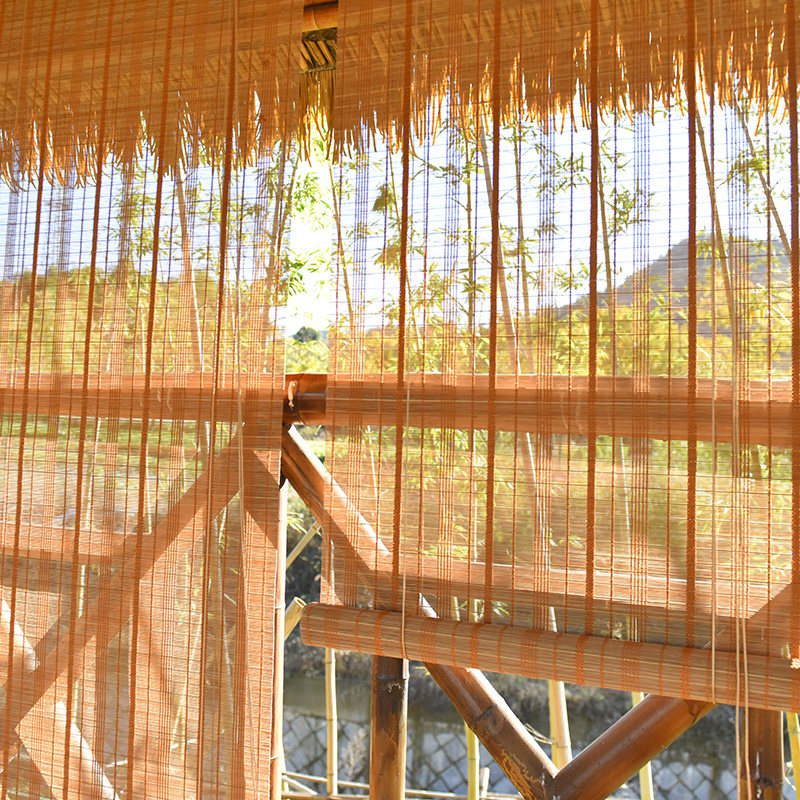Customized bamboo curtains curtains shade balcony Tea room library room accommodation Japanese bamboo curtains gold autumn