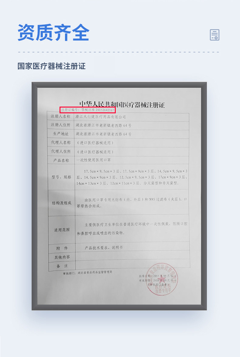 天行健 一次性医用级口罩 10只 图3