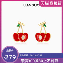 LIANDUO love cherry earrings female 925 silver girl heart stud sweet fruit series