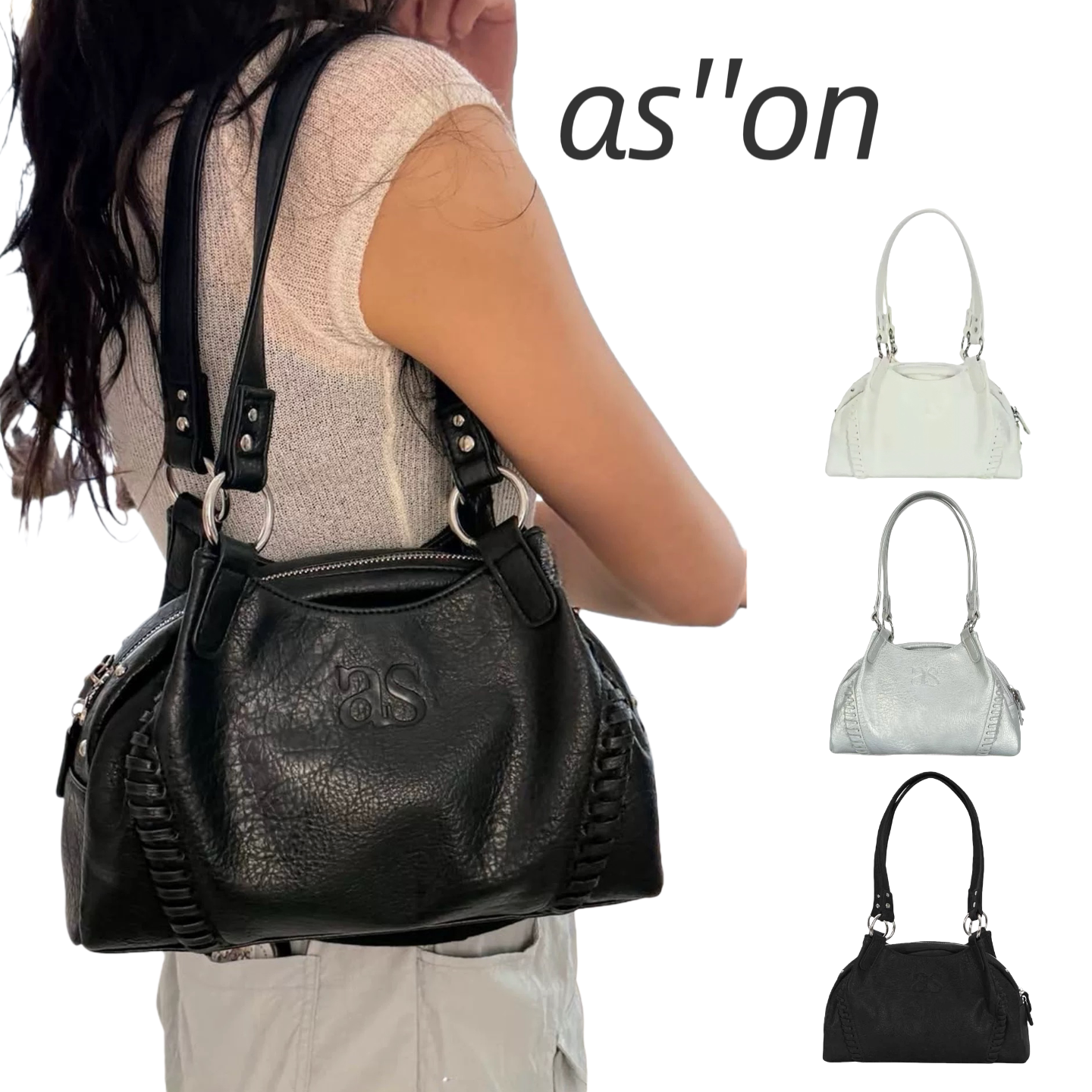 Южнокорейский блогер ason stray bag с такой же кожаной мини-мотоциклетной сумкой-тотализатором большой вместимости на одно плечо подмышкой