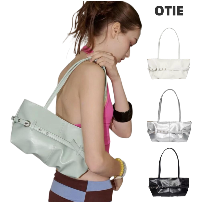 Korean New Niche Brand Otie Mint Green Underarm Bag Retro Leopard Print Strap Large Capacity Shoulder Handbag