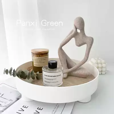 Simple round tray decoration desktop home living room decoration Porch side cabinet decoration Nordic coffee table storage plate