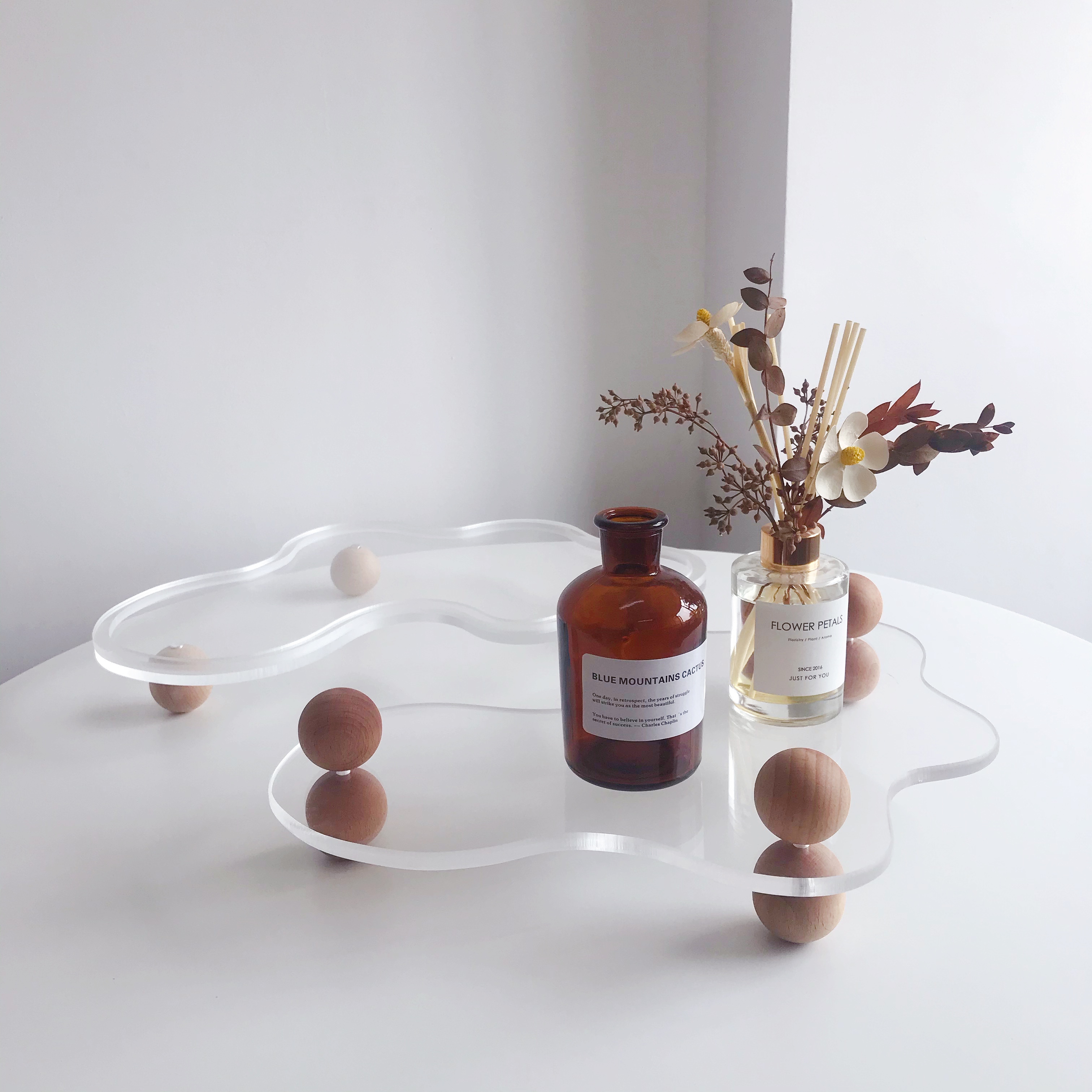 Nordic in Transparent Acrylic Deco Art Pockpiece Accessories Jewelry Accessories Disk Aromatherapy Pallet Solid Wood Ball