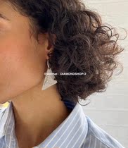 Crystal drilled triangle earrings 925 solid silver single